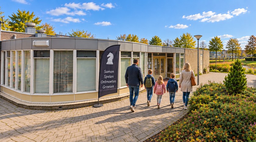 Buurthuis 't Span Gezin op weg naar Buurthuis 't Span