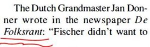 Donner over Fischer. Maar in welke krant stond dit…?”